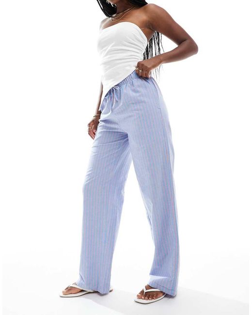 Superdry Blue Cotton Stripe Elasticated Trousers