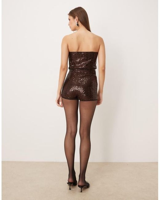 ASOS Natural Tailored Sequined Micro Shorts