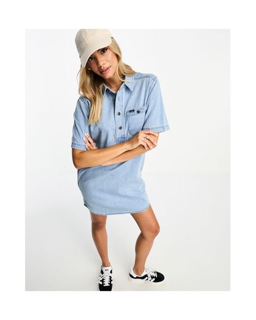 Lee Jeans Lee Mini Denim Shirt Dress in Blue | Lyst Australia