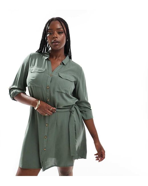 Vero Moda Green Mini Shirt Dress