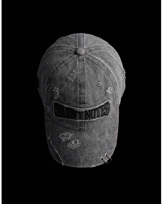 Bershka Cap mit washed-effekt und patch in Gray für Herren