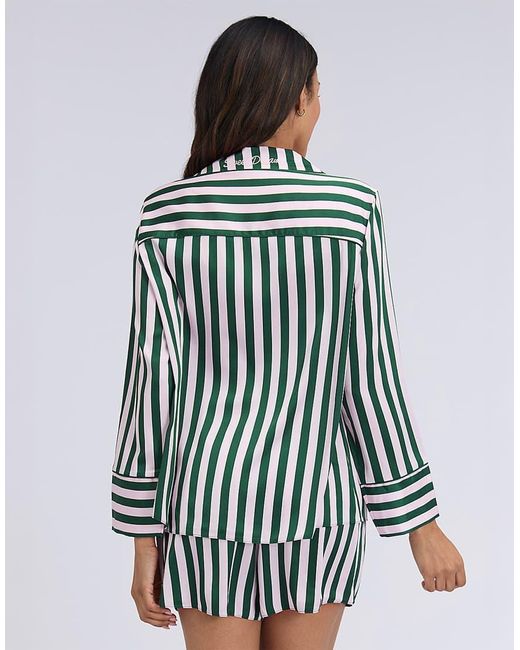 Boux Avenue Multicolor Oversized Satin Short Pyjama Set Striped Top And Shorts Pj