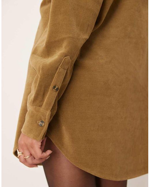 ASOS Natural Cord Utility Shirt Mini Dress
