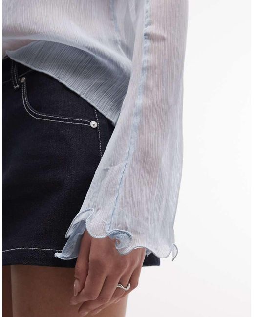 Monki White Sheer Floaty Long Sleeve Top