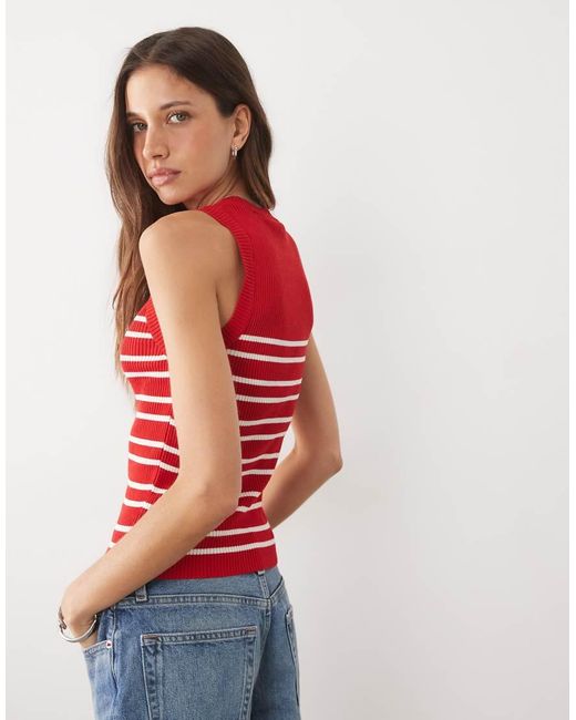 Mango Orange Knit Racer Neck Tank Top