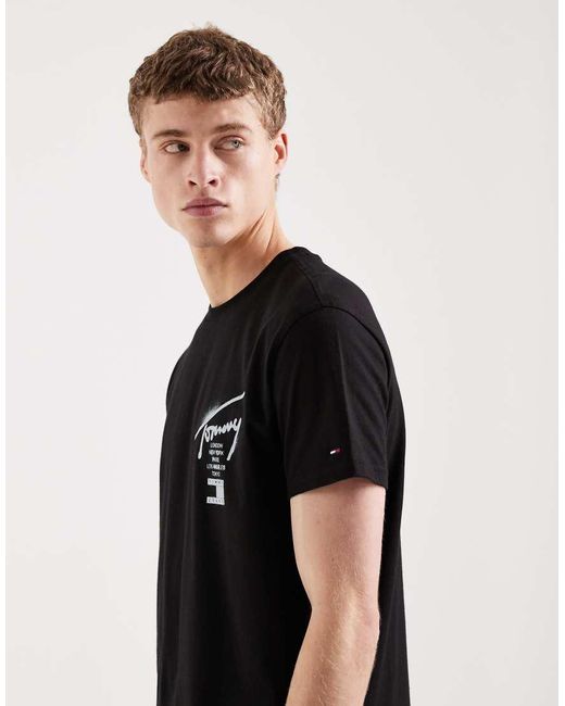 Tommy Hilfiger Black City Sign Logo T-shirt for men