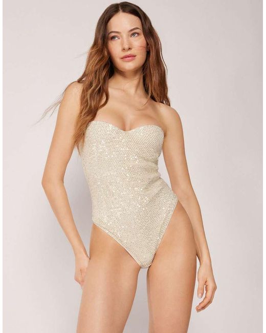 Calzedonia Natural Swimsuit Sequin Net