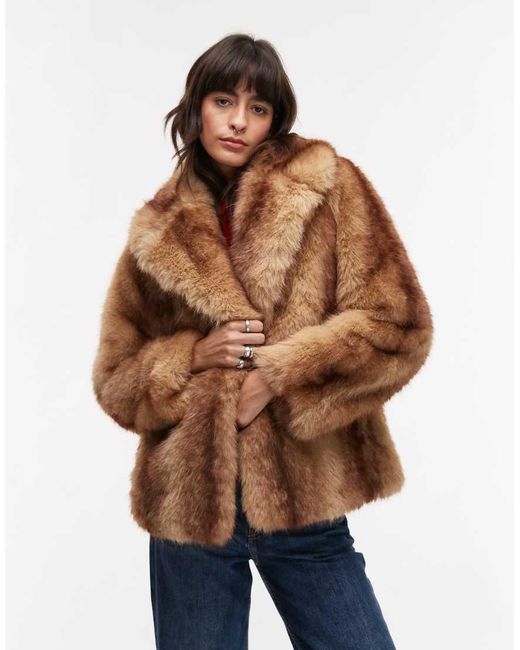 Mango Brown Mixed Faux Fur Jacket