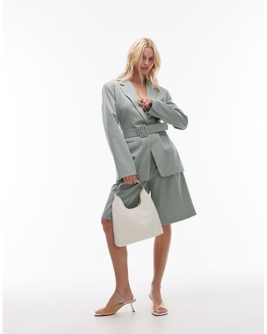 ASOS Gray Oversized Cinch Waist Belted Blazer