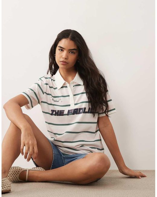 The Frolic White Exclusive Collared Graphic Front Football Jersey T-Shirt