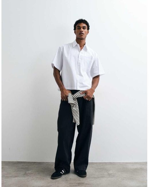 ASOS White Boxy Oversized Poplin Shirt for men