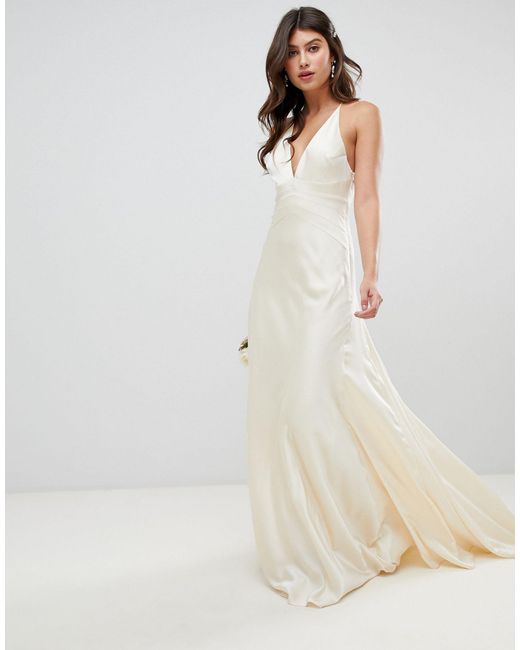 ASOS Multicolor Satin Panelled Wedding Dress With Fishtail