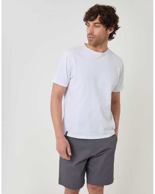 Threadbare Gray Patterned Stretch Chino Shorts With Belt for men