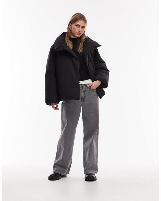 ARKET Black Down Puffer Coat With Clean Padding