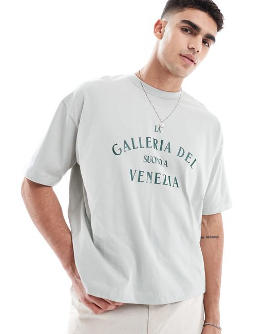 T-shirt coupe carrée oversize avec motif ville - gris ASOS pour homme en coloris Gray