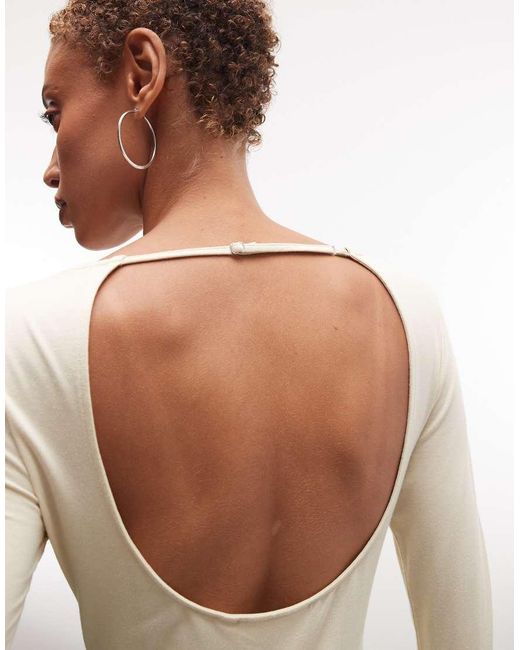 Weekday Natural Open Back Long Sleeve Top