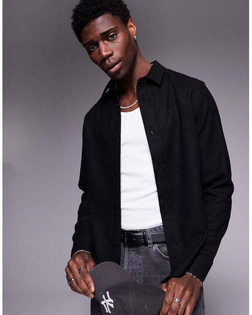 Camicia Giacca Nera Effetto Lana di ASOS in Gray da Uomo