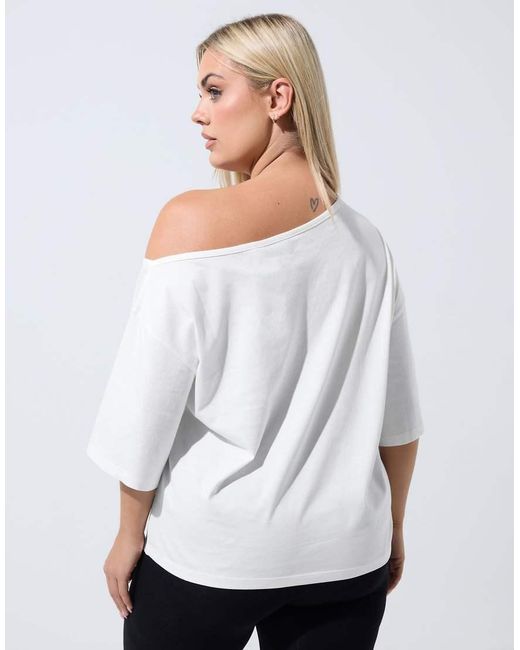 Yours Clothing White Off Shoulder Cotton T-Shirt