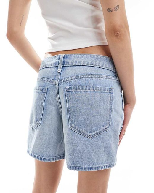Pantalones Cortos Vaqueros Holgados De Talle Bajo Con Lavado Claro De -Azul Hollister de color Blue
