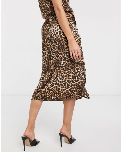 Vero Moda Leopard Print Ruched Skirt in Natural | Lyst UK