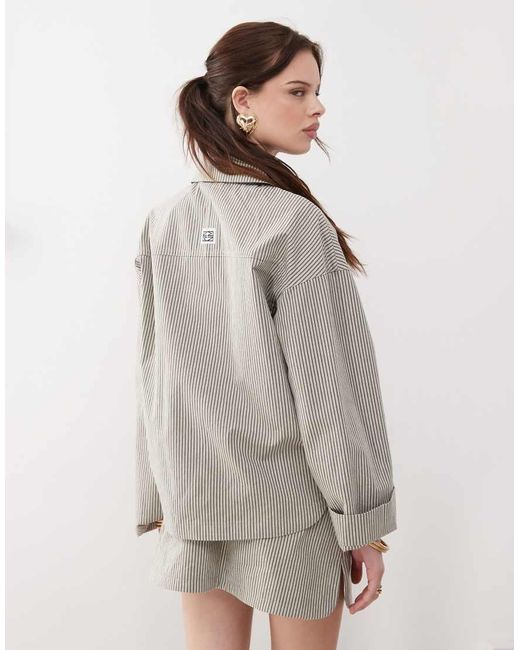Camicia Grigia A Righe di Noisy May in Gray