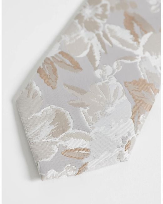 ASOS White Large Floral Pattern Tie for men