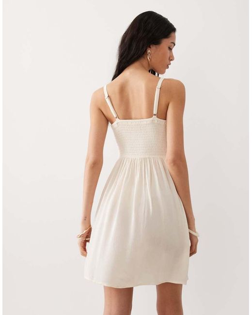 Free Society Natural Shirred Beach Mini Dress