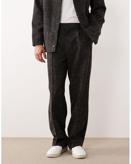 Pantalon ample et habillé d'ensemble en tissu bouclé - anthracite ASOS pour homme en coloris Gray