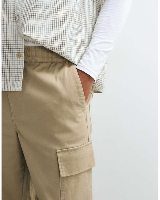 Only & Sons White Fade Loose Fit Cargo Trousers for men