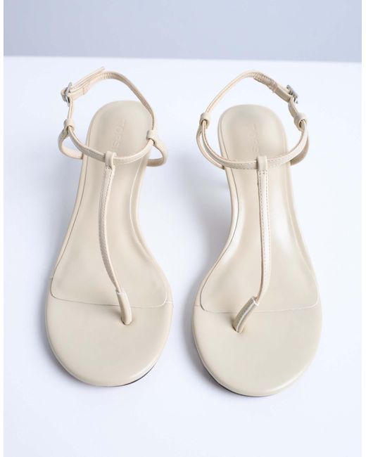 TOPSHOP White Imani Toe Thong Mid Heel