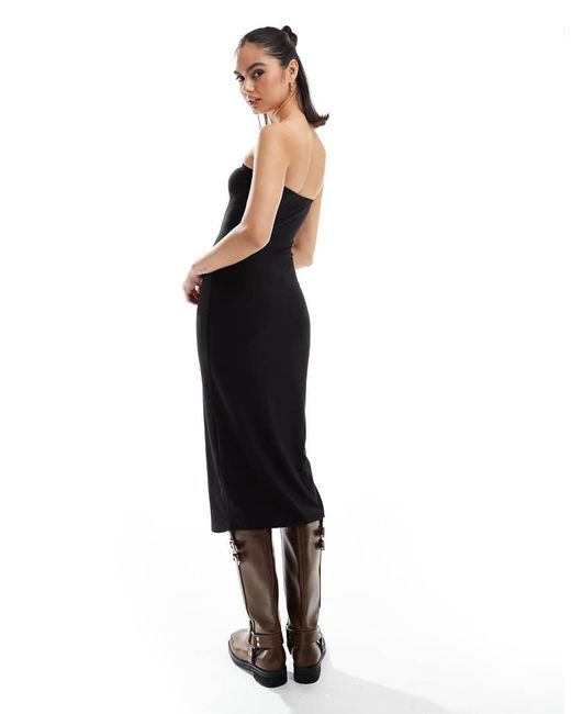 NARRATED Black Bandeau Bodycon Midi Dress