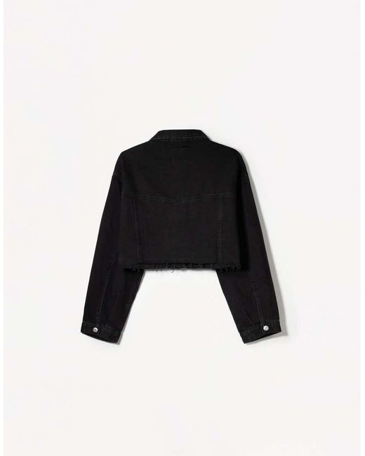 Bershka Black Cropped Denim Jacket