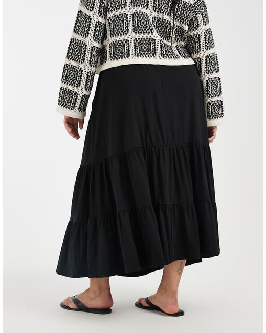 ONLY Black Tiered Maxi Skirt