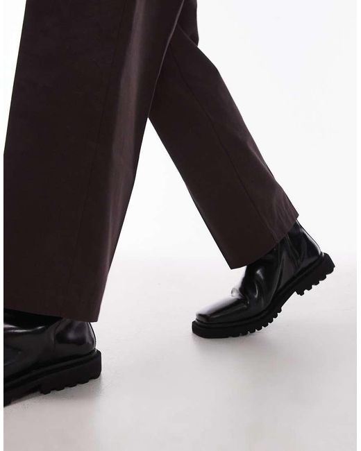 Topman Nette Katoenen Broek Met Wijde Pijpen in het Blue voor heren