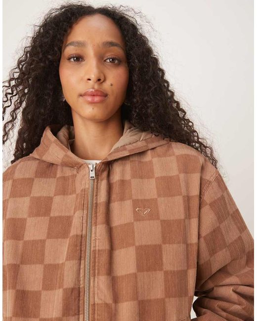 Roxy Brown Feels Good Printed Corduroy Hoodie Jacket