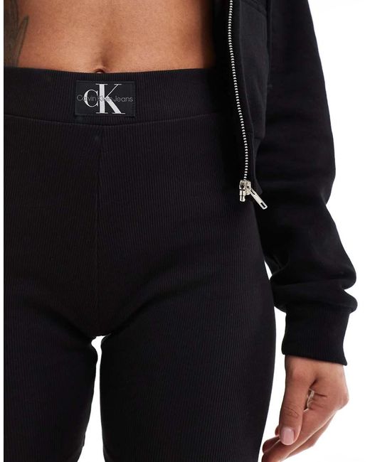 Calvin Klein Rib Legging Shorts in Black Lyst UK
