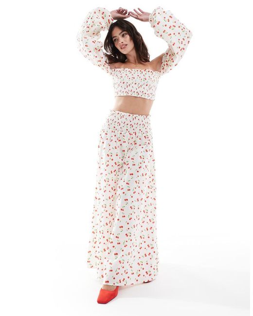 ASOS White Shirred Waist Maxi Skirt