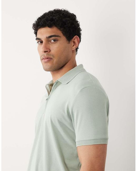 SELECTED Green Half Zip Polo Shirt for men