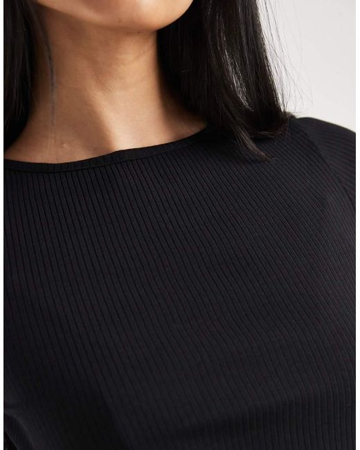 New Look Black Lettuce Edge Babylock Tee