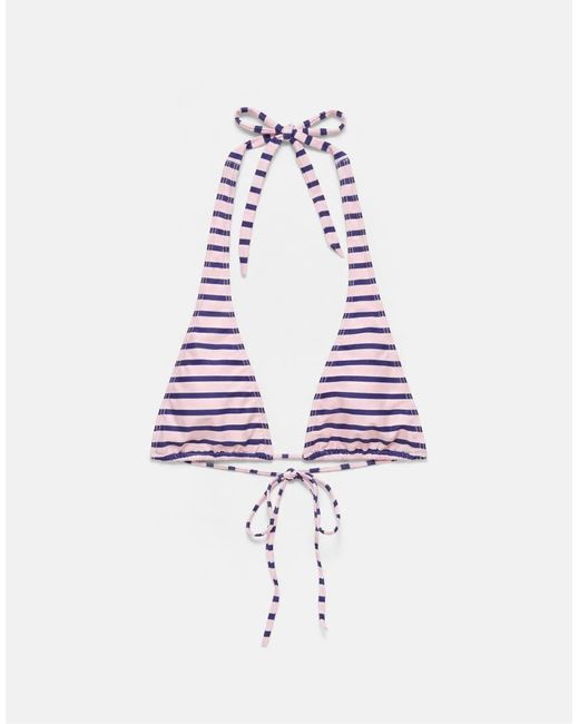 Pull&Bear White Multi-way Striped Bikini Top