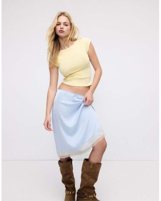 Stradivarius Yellow Basic Boatneck T-shirt
