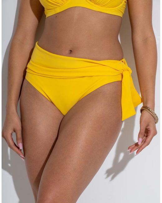 Pour Moi Yellow Bermuda Tie Fold Over Bikini Brief