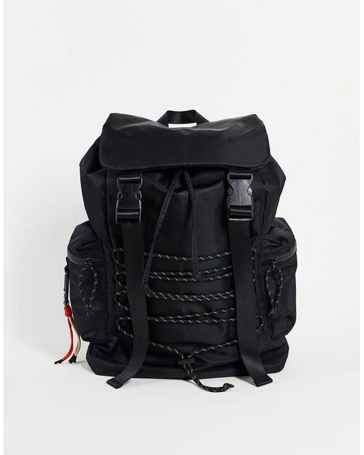 TOPSHOP Oversized Bungee Detail Backpack in Black | Lyst