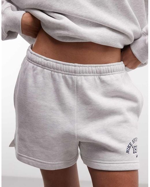 Nike White Studio Fleece Varsity Shorts