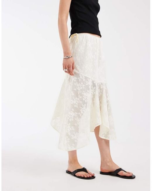 Muse Assembly Gray Mindy Jacquard Hankerchief Hem Midi Skirt