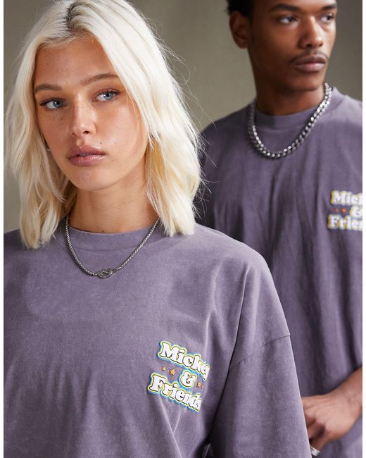 Camiseta gris lavado unisex extragrande con estampado ASOS de color Purple
