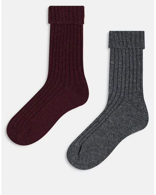 ASOS Brown 2 Pack Wool Boot Ankle Socks