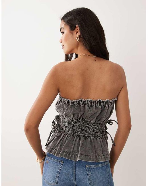 Muse Assembly Gray Jane Ruched Denim Bandeau