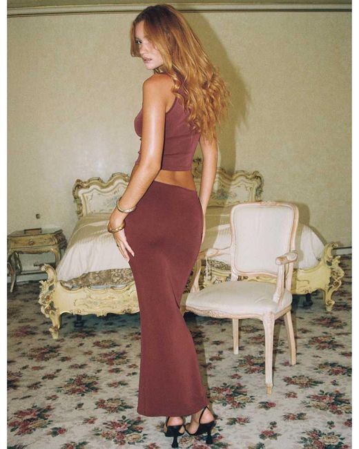 Princess Polly Gray Slinky Metal Detail Maxi Skirt Co-Ord
