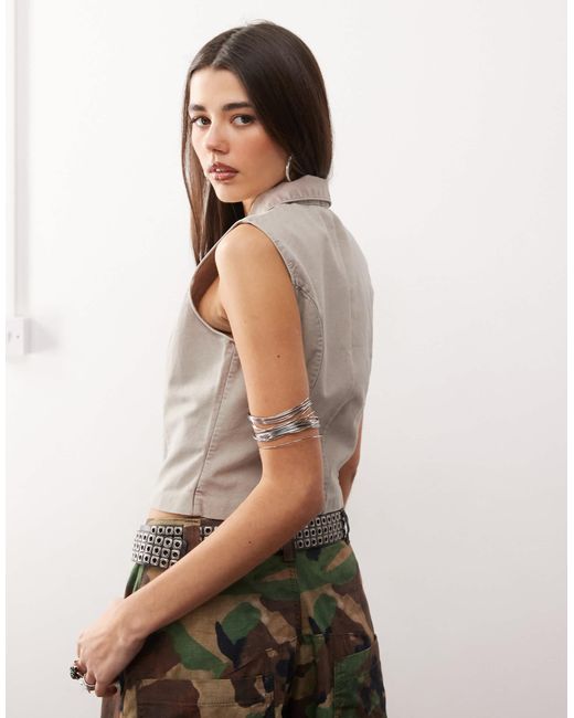 Monki Gray – twill-weste